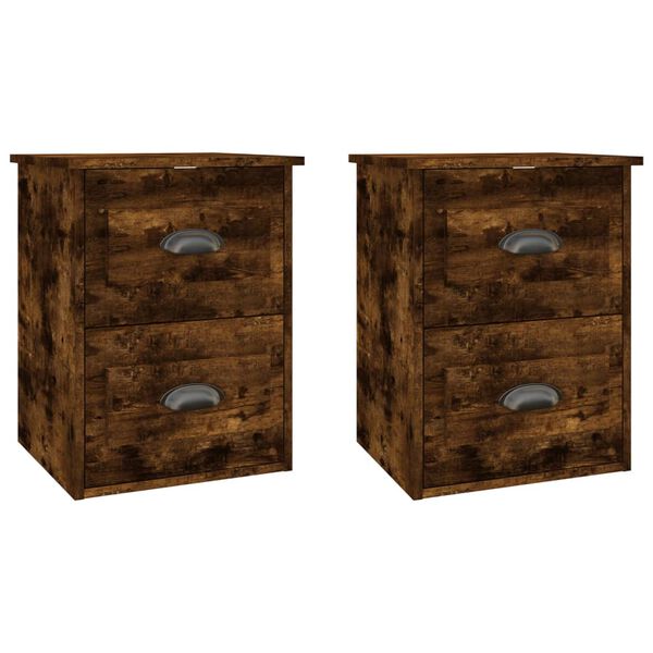 vidaXL Wall-mounted Bedside Cabinet Set of 2 Smoked Oak Engineered wood