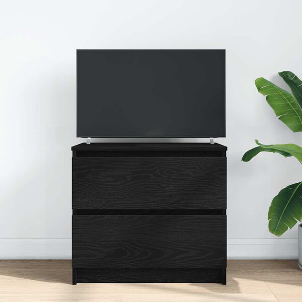 vidaXL TV Cabinet Black Engineered wood Medium TV Cabinet Rectangular