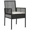 vidaXL Garden Bistro Set 3 pcs Black Poly Rattan