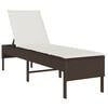 vidaXL Sun Lounger with Cushion Brown 55x200x44cm Poly Rattan