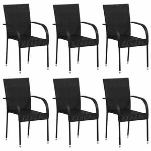 vidaXL Dining Chair Set of 4 Black PE rattan, powder-coated steel