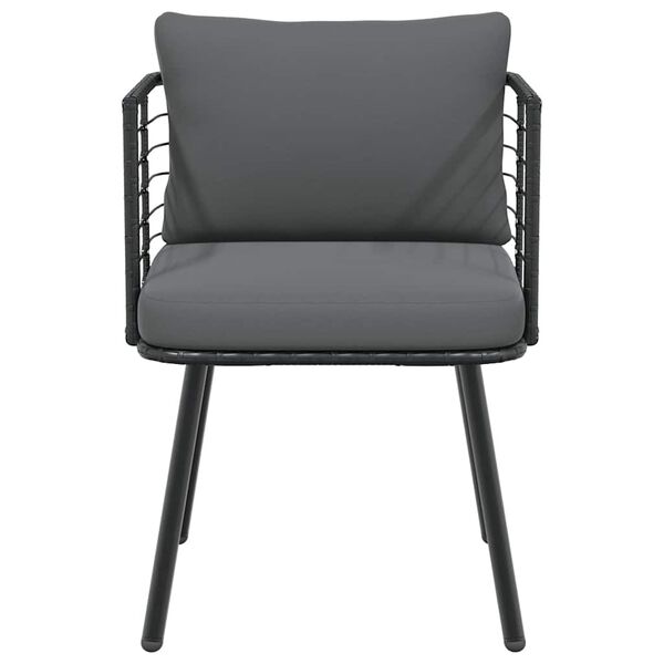 vidaXL Patio Chair with Cushions Black Poly Rattan