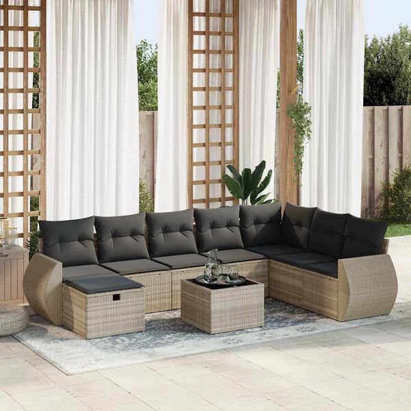 vidaXL Patio Sofa Set Light grey