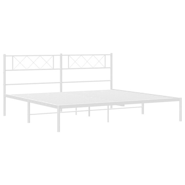 vidaXL Metal Bed Frame White Steel Double Double Bed Frame Rectangular