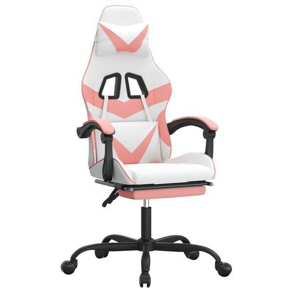 vidaXL Gaming Chair White and pink Faux leather, metal, plywood, foam