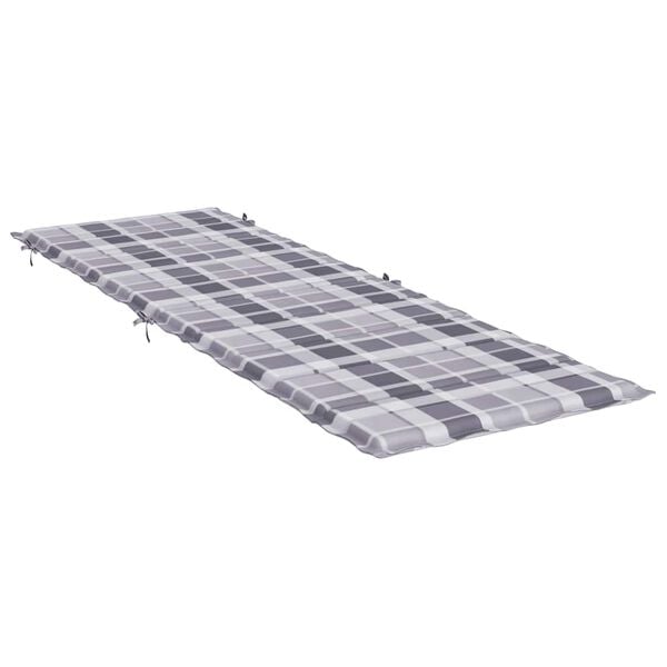 vidaXL Sun Lounger Cushion Grey Check Pattern Oxford fabric (100% polyester)