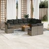 vidaXL Garden Sofa Set Grey PE Rattan Large Removable Covers