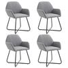vidaXL Dining Chair Set of 4 Light Grey Fabric and powder-coated steel