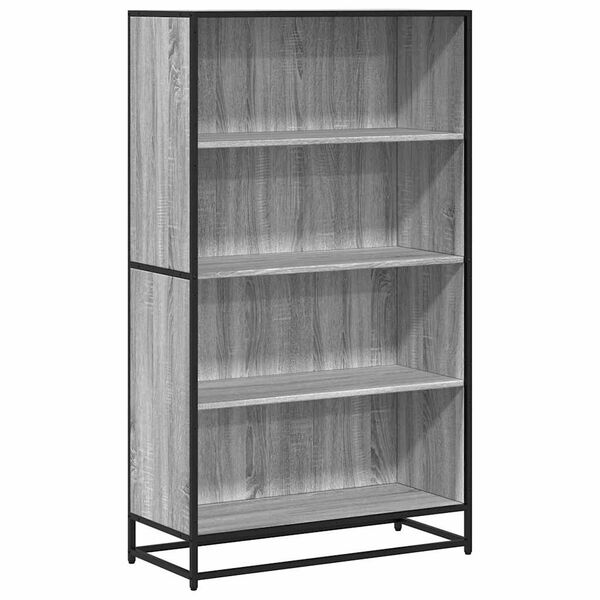 vidaXL Bookcase Grey Sonoma Engineered Wood, Metal Medium Bookcase