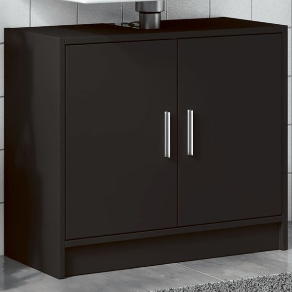 vidaXL Sink Cabinet Black Engineered Wood Medium Sink Cabinet