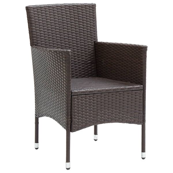 vidaXL Chair Set of 2 Brown Poly rattan, powder-coated steel Standard