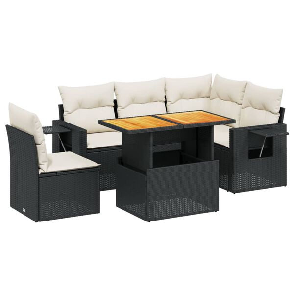 vidaXL Garden Sofa Set Black PE rattan Medium Adjustable Armrests