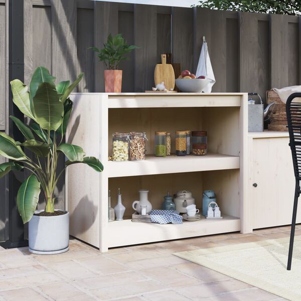 vidaXL Outdoor Kitchen Cabinet White Solid Pine Wood Medium