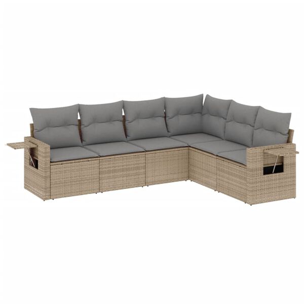 vidaXL Garden Sofa Set Beige PE Rattan, Powder-Coated Steel, Polyester