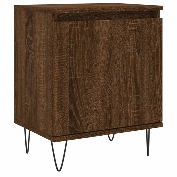 vidaXL Bedside Cabinet Brown oak Engineered wood, Iron 15.7x11.8x19.7 in