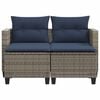 vidaXL Garden Sofa Grey PE rattan Large Removable Covers Outdoor Sofa