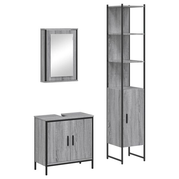 vidaXL Bathroom Furniture Set Grey sonoma