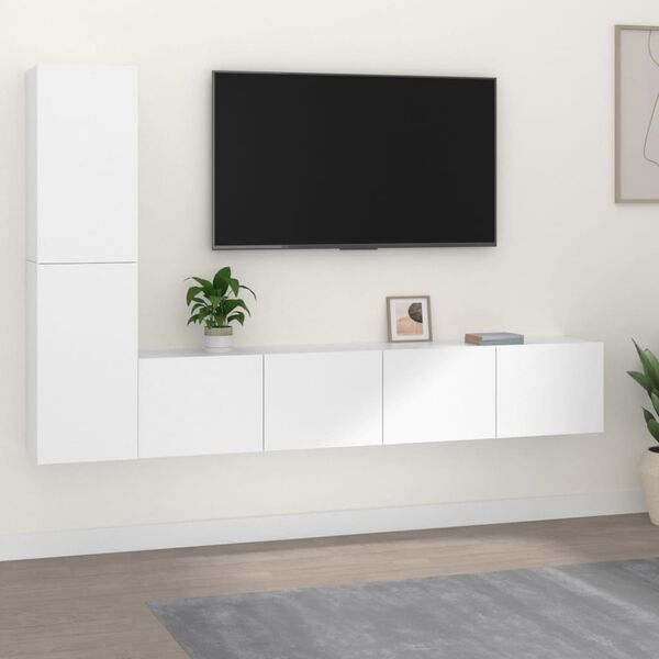 vidaXL TV Cabinet Set Set of 4 White Engineered wood TV Cabinet Set