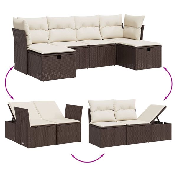 vidaXL Garden Sofa Set Brown, Cream White
