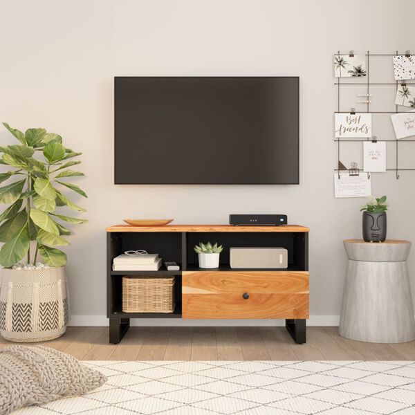 vidaXL TV Cabinet Natural wood and black