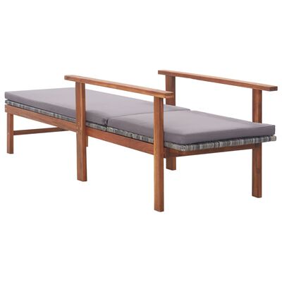 Wooden modular chaise lounge with cushions and armrests