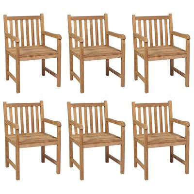 vidaXL Patio Chairs 6 pcs with Anthracite Cushions Solid Teak Wood