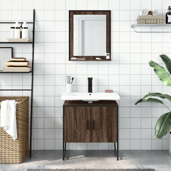 vidaXL Bathroom Cabinet Set Brown Oak