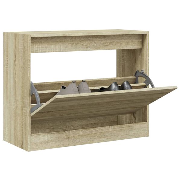 vidaXL Shoe Cabinet Sonoma Oak Engineered Wood Compact Shoe Cabinet