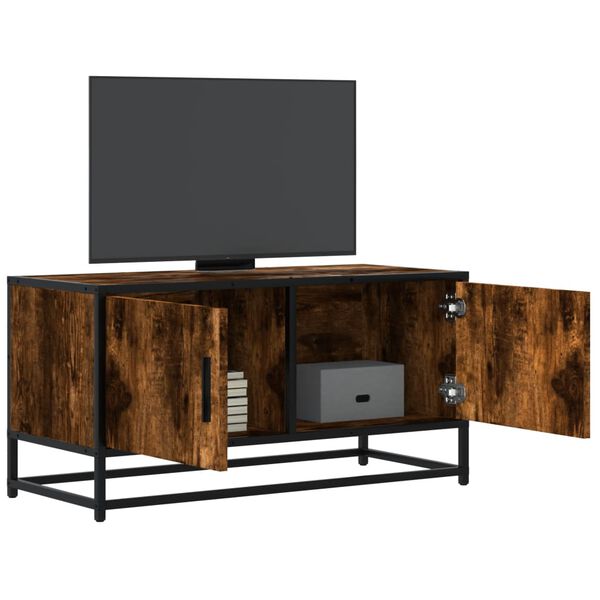 vidaXL TV Cabinet Smoked Oak Engineered wood, Metal Medium TV Cabinet