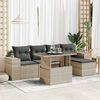 vidaXL Garden Sofa Set Light grey PE rattan Large Adjustable Armrests