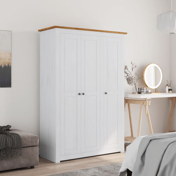 vidaXL Wardrobe White Solid Pine Wood Large Wardrobe Rectangular