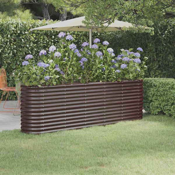 vidaXL Garden Raised Bed Brown Powder-coated steel Large Durable