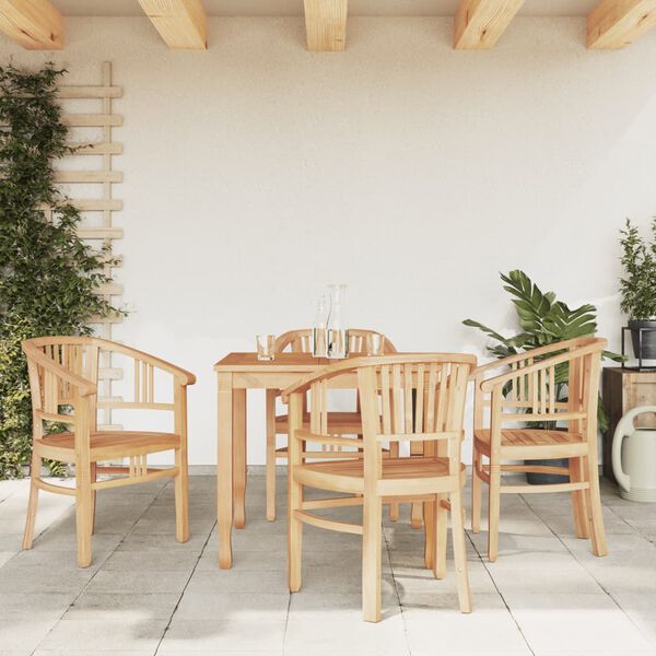 vidaXL Garden Dining Set Teak Solid Teak Wood 5-Piece Set Ergonomic