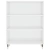 vidaXL Bookcase High gloss white Engineered wood, metal