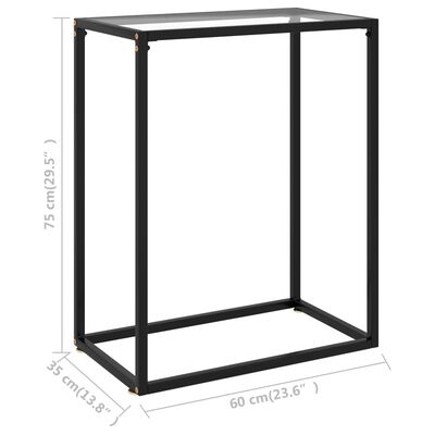 vidaXL Console Table Transparent 23.6"x13.8"x29.5" Tempered Glass