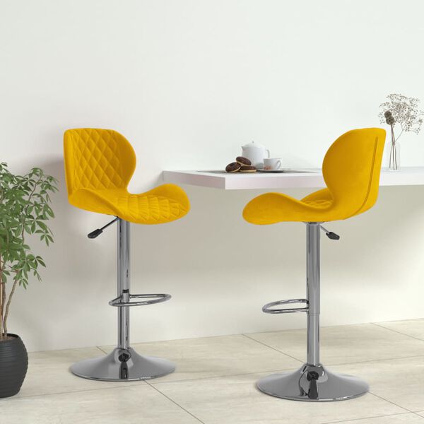 vidaXL Bar Stool Set of 2 Mustard Yellow