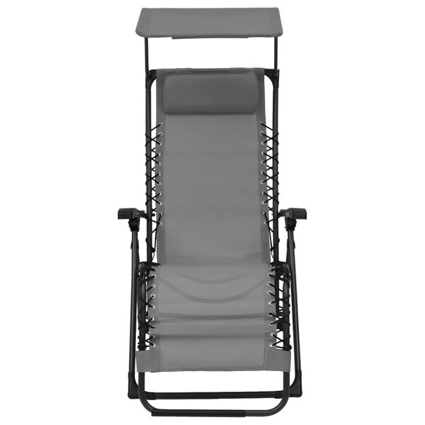 vidaXL Folding Deck Chair Textilene Gray