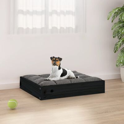 vidaXL Dog Bed Black 20.3"x17.3"x3.5" Solid Wood Pine