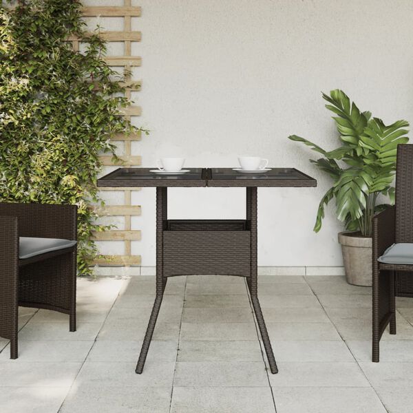 vidaXL Garden Table Brown PE Rattan Medium UV-resistant materials