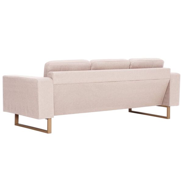 vidaXL Sofa Cream Polyester fabric, Wooden frame, Iron legs 3-Seater