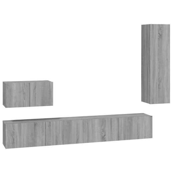 vidaXL TV Cabinet Set Set of 4 Gray Sonoma Engineered Wood Medium
