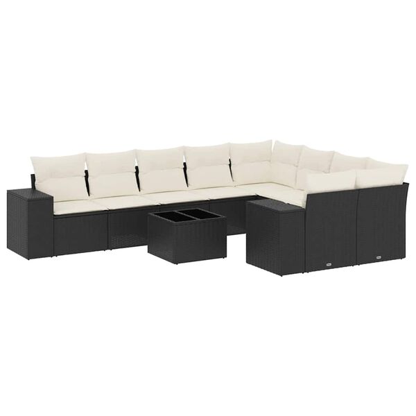 vidaXL Garden Sofa Set Black, Cream white
