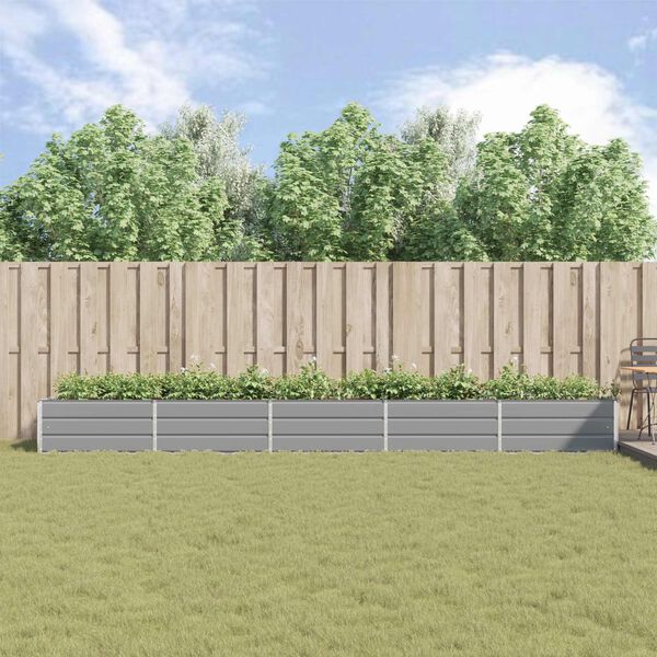 vidaXL Planter Light Grey 195 x 100 x 45 cm Galvanised Steel