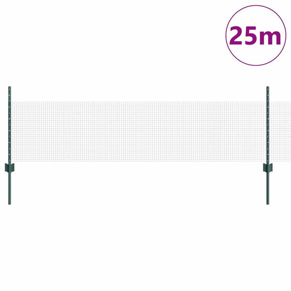 vidaXL Fence with Post Green 1.64 x 82.02 ft Steel