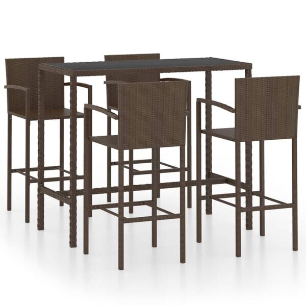 vidaXL Garden Bar Set Brown PE rattan Medium Garden Bar Set