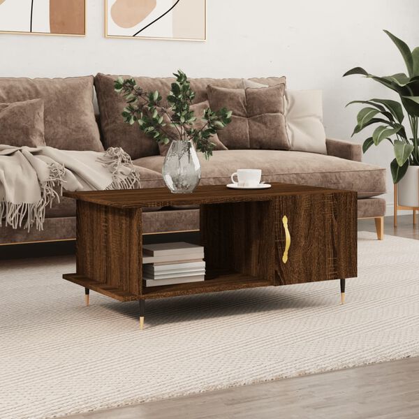 vidaXL Coffee Table Brown oak Engineered wood, iron Medium Coffee Table