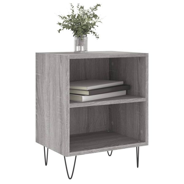 vidaXL Bedside Cabinet Set of 2 Grey Sonoma Engineered wood, Iron