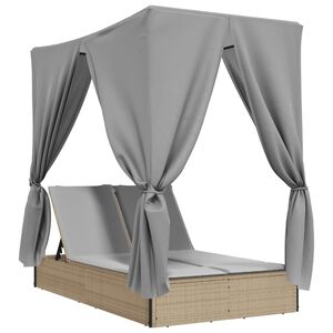 vidaXL Double Sun Lounger Beige, Light Grey