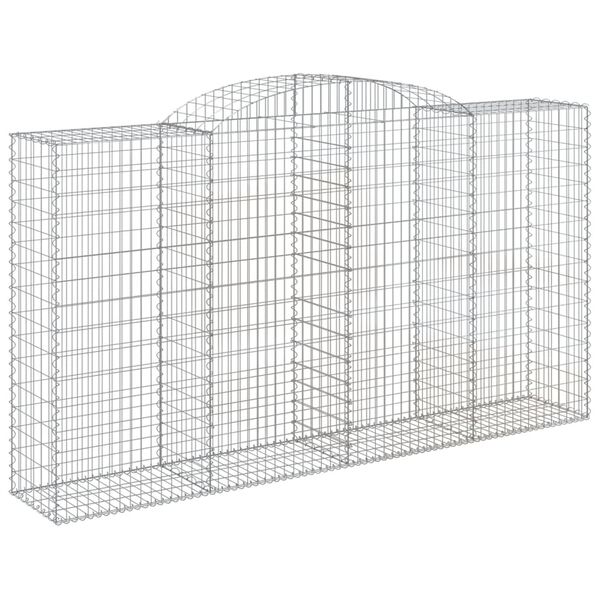 vidaXL Gabion Basket Silver Galvanized iron 118.1 x 19.7 x 63/70.9 in
