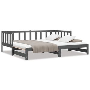 vidaXL Day Bed Grey Solid pinewood 2x Pull-Out Day Bed Rectangular